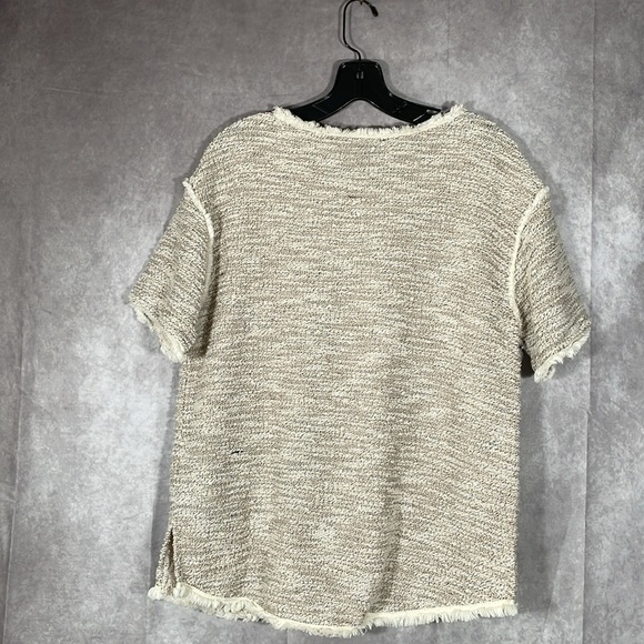 The Limited Cream Textured Tweed Fringe Sweater Shirt | Size Medium - Picture 7 of 11